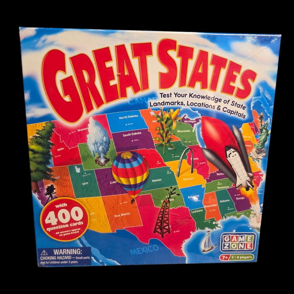 Great States Board Game Sealed NOS 2013 w 400 Question Cards Ages 7+ 2-6 Players