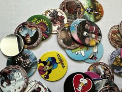 Vintage POG Pogs and Slammers HUGE LOT Plastic Slammers with Various POG Caps