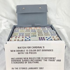 Vintage Double 15 Dominoes by Cardinal Complete 136 Domino Set Case Multi Color