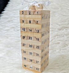 48 Pieces Tumbling Tower Wood Block Amilton Bradley Game, For Ages 8 To Adult