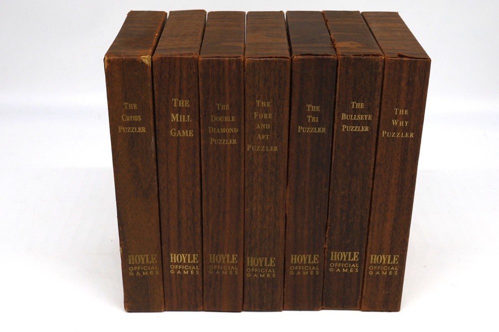 Vintage Hoyle Official Games Walnut Puzzle Set Complete 7 Games Stancraft 1964