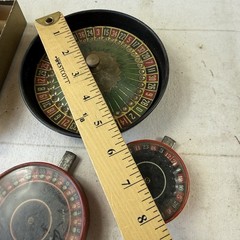 LOT 1940’s Vintage Pocket Roulette Red Tin Toy Mini Travel Antique Wheel Games