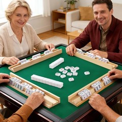 Wooden Mahjong Racks with Magnetic Pushers – Set of 4, Solid Wood | For American