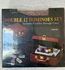 Mexican Train Domino Game Set Double 12 Dominoes Leatherette Case Complete New
