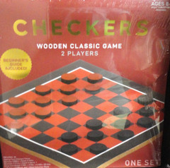 Checkers Wooden Classic Game NEW! Age 8 up Inc. Beginners Guild , 10×10 Board