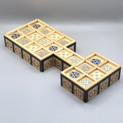 The Royal Game of UR Board Game Ancient Strategy Wood Board w/ Storage Drawer