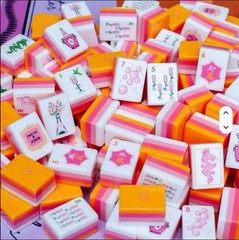 Bams & Bubbly Inspired 4-Layer Orange Back American Mahjong Tiles