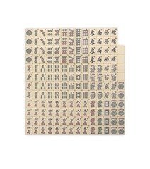 Yellow Mountain Imports American Mahjong Set Ivory Stripes 166 Tiles Beige Case
