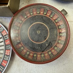 LOT 1940’s Vintage Pocket Roulette Red Tin Toy Mini Travel Antique Wheel Games