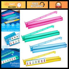 17.6″ Modern Mahjong Racks Set of 4 – Multi-Color Acrylic Pushers & Rods Combo