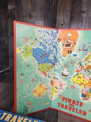 Pirate and Traveler Board Game Milton Bradley 1960 tokens board spinner cards