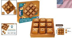 Rustic 5.5-Inch Wooden Tic Tac Toe – Family Game & Home Decor Centerpiece