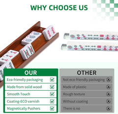 Wooden Mahjong Racks with Magnetic Pushers – Set of 4, Solid Wood | For American