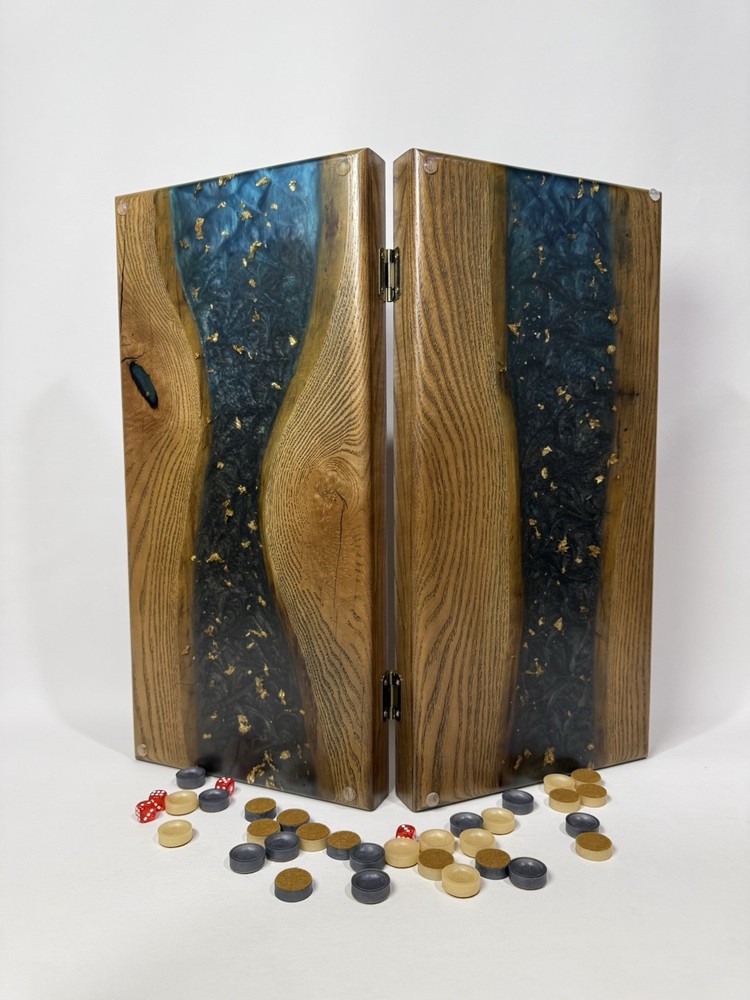 Luxury Wooden Backgammon with Epoxy Resin