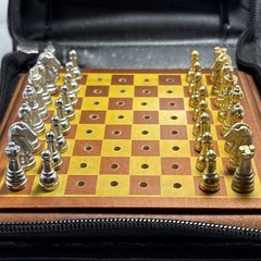 Travel Size Chess Game Portable Portfolio Case Wooden Board Fundex