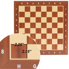 21×21″ Maple&Sapele Inlaid Wood Chess Board w/57mm Square. Flat Chess Game Board