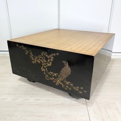 Vintage Go Board IGO Game Black Lacquer Finish Gold Maki-e Legs Luxury Japan
