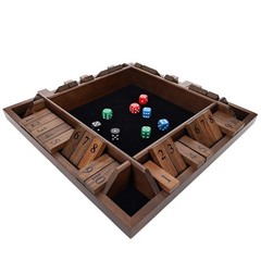 WE Games 4 Player Shut The Box(TM) Dice Game with Lid, Natural Wood, Large