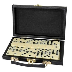 Domino Set – 28 Pieces Double Six Classic Dominoes in Durable Wooden Brown Box –