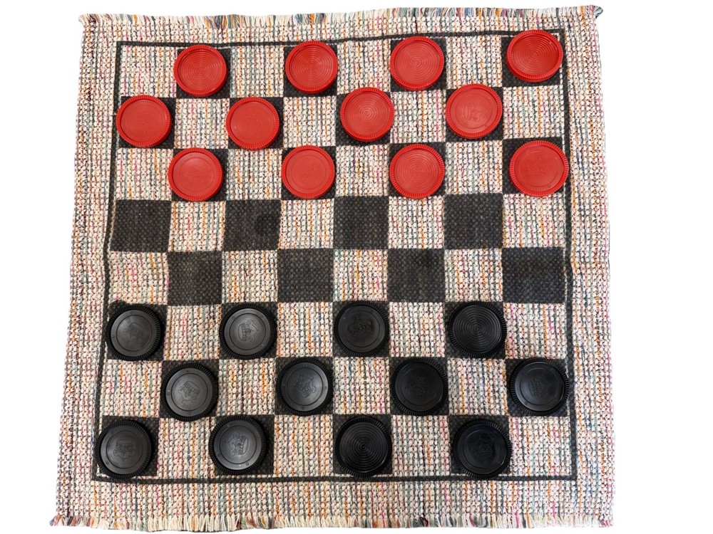 Checkers & Super Tic Tac Toe Portable Double-Sided Table Top Game Set w/Pieces