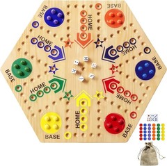 Deluxe Double-Sided Wooden Marble Game for 2-6 Players – Exciting Fast Track Fun