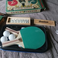 3 Games Zoltars Dominos Table top Quoits And Ping Pong game Net Paddles All New