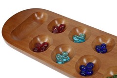 WE Games Solid Wood Mancala Board Game with Walnut Stain – 22 in.