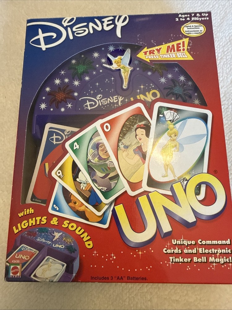 Disney UNO Electronic Tinker Bell Lights Sounds Game 2002 Tested Works