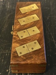 Walnut Wood & Brass Inlay Dominoes Set