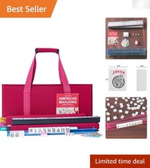 166 American Mahjong Tiles with Elegant Red Carrying Bag & Pushers