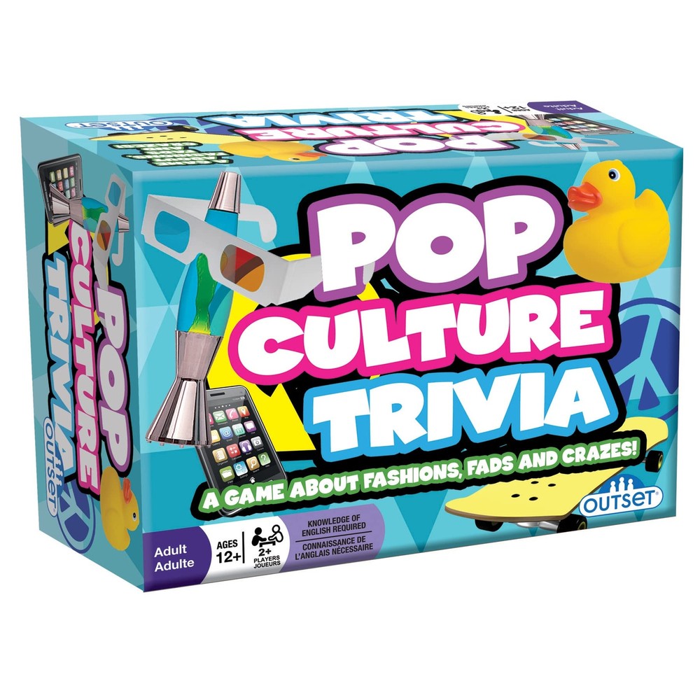 Pop Culture Trivia Game Black White Red Family Fun for Ages 12 and Up
