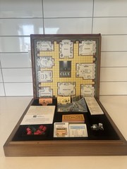Monopoly & Clue Board Games Deluxe Vintage Ed. 2-in-1 Game Collection Wood Board