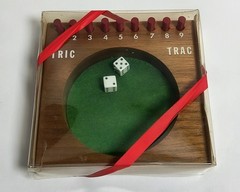 Vintage Drueke Tric Trac Mini Dice Game 1971 Walnut Wood Blue Chip Co 1997