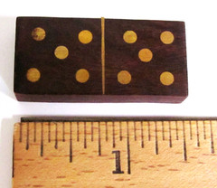 Creative Co-Op Wood & Brass Inlay Domino Set 28 Double-Six Tiles Wood Case