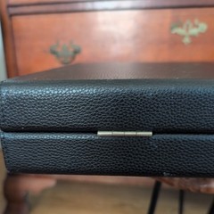 19″ Silverman & Co Large Faux Leather Backgammon Set Black w/teal white & gray