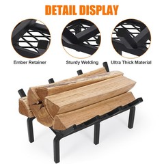 TwentyNext 14 Inch Fireplace Grate with Ember Retainer,Cast 14 Inch, Black