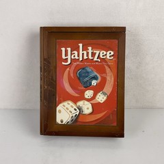 Yahtzee Vintage Game Collection Wooden Bookshelf Edition Retro Wood Box