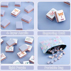 American Mahjong Tile Set,160 Light Purple Acrylic (4-Layer) Engraved Mahjong…