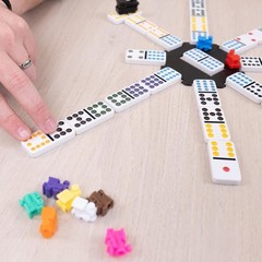 Mexican Train Dominoes Set – 91 Colorful Tiles with Storage Tin for 2-8 Players