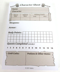 HEROQUEST Complete CHARACTER SHEET PAD Avalon Hill NEW!!