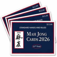 2026 STANDARD HANDS AND RULES – MAH JONG CARDS – 4 Pack – 89th Year