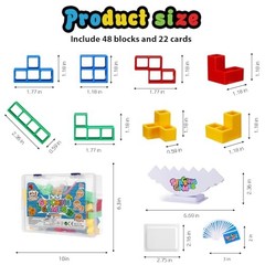 Tetra Tower Stacking Blocks Game, Board Games for Families, Parties, 48Pcs