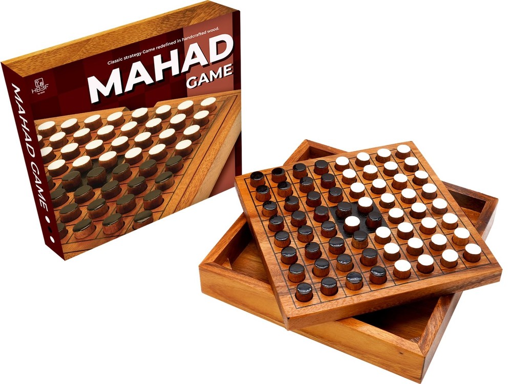 BSIRI Wooden Reversi Othello Board Game 10 inches x 10 inches, Natural Color