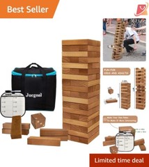 Giant Tumble Tower Blocks Wooden 54 Piece Game Set for Indoor Outdoor Fun