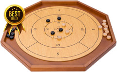 30 Inch Crokinole Board Game Set with Checkers Discs Bag Family Tabletop Game