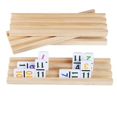 4pc Wooden Domino Trays, Mexican Train Domino Racks Set, Double 12 Tiles Domi…