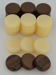 30 Small Acrylic Backgammon Checkers – Chips Brown & Ivory 1 inch – High Quality