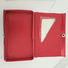 Double Six Dominoes Set Red Faux Leather Case Travel Compact Game
