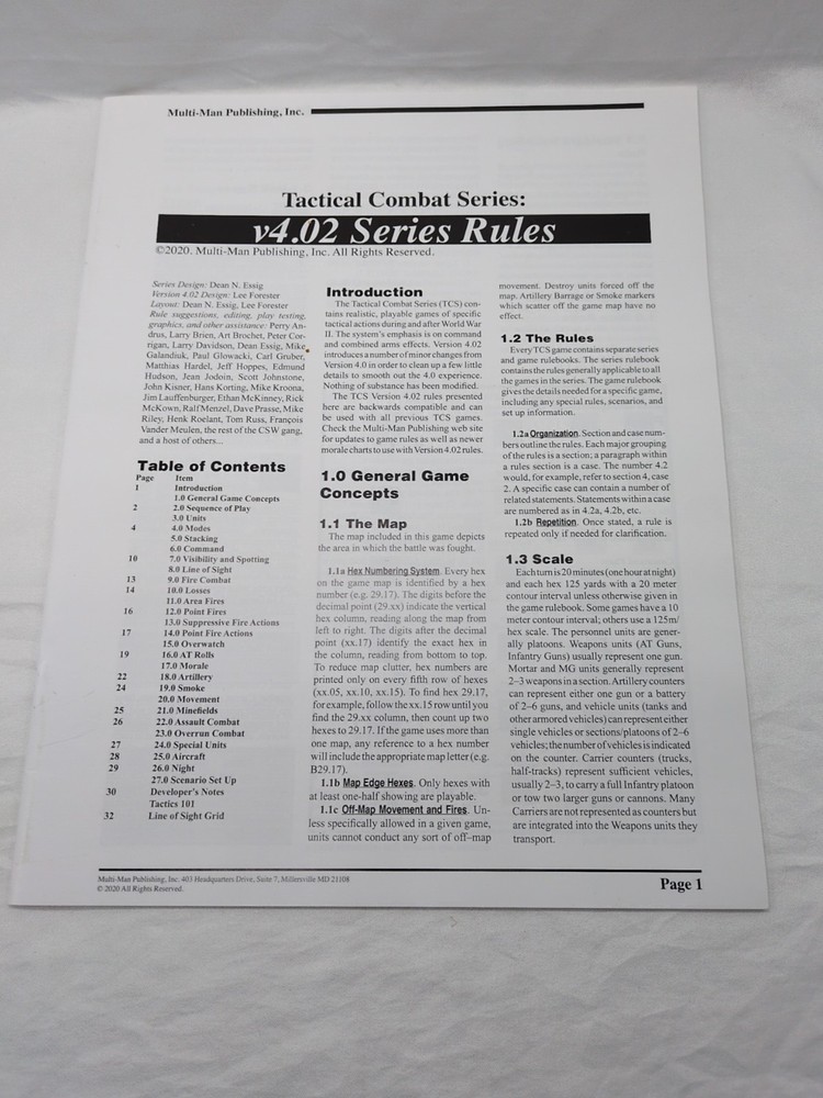 Multi-Man Publishing Tactical Combat Series v4.02 Series Rules