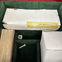 Vintage Cube Compact Portable Multi Game Set in Wooden Dice Box Japan Cards